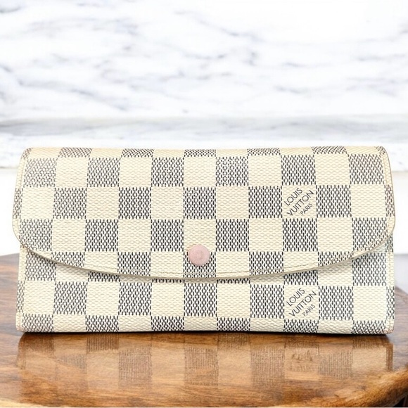Louis Vuitton Handbags - Louis Vuitton Damier Azur Ballerine Pink Leather Emilie Long Wallet